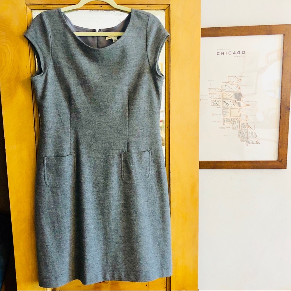 Fitted Dress, Light Gray, Wool